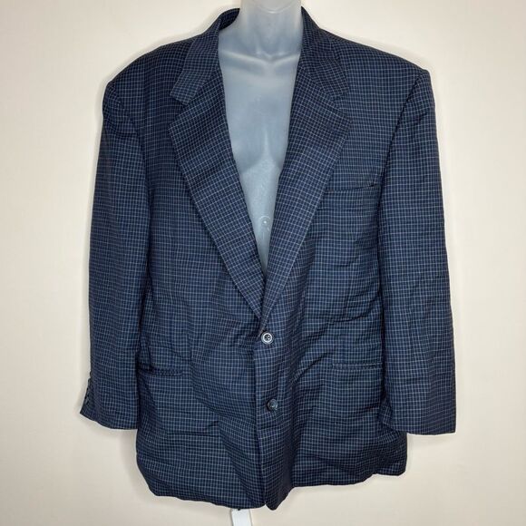 Hickey Freeman Sports Coat Blazer men’s 50R 100% Wool Houndstooth navy blue - Picture 1 of 8